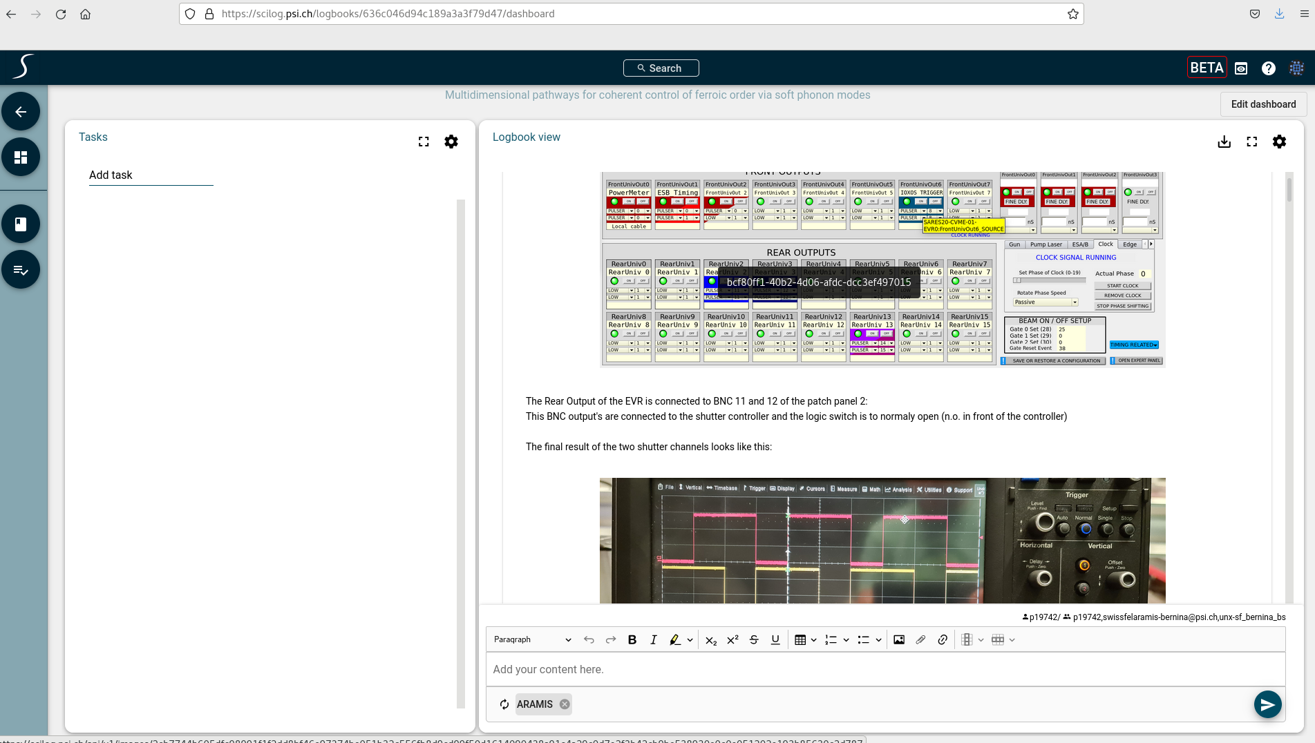 Standard view to logbook